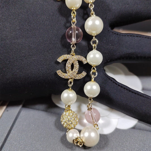 2025 Double Rhinestone Pearl Clavicle Necklace