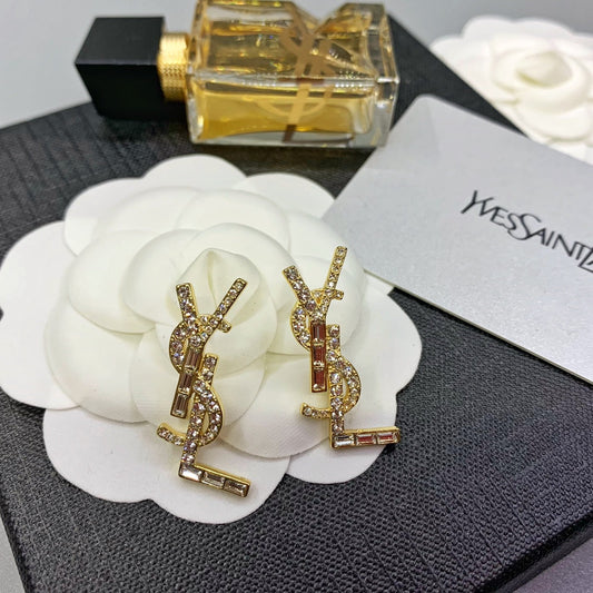 2025 Square Diamond Letter Earrings