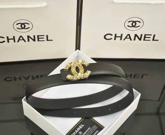 2025 6-color double C hollow-out LOGO pearl belt