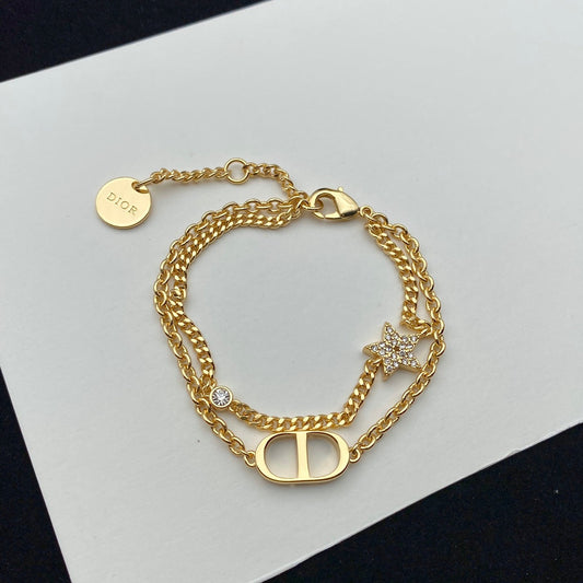 2025 Diamond Star Double Bracelet Necklace Set