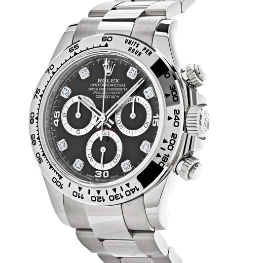 2025 Watch Daytona 116509 White Gold Black Diamond Dial