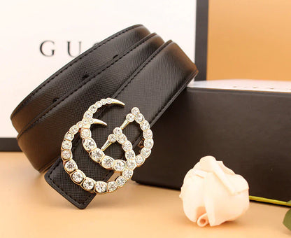 2025 2 Styles   Double G Rhinestone Belt