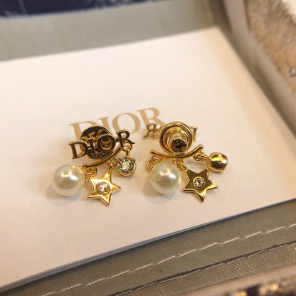 2025 Elegant pearl star crystal earrings