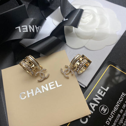 2025 luxury double inlaid rhinestone pendant earrings
