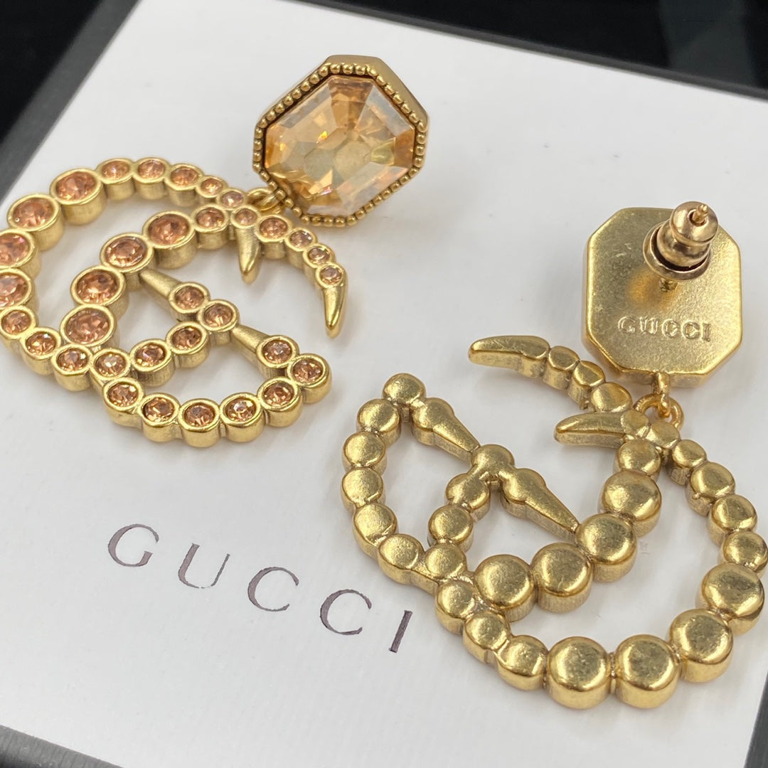 2025 Fashion Double Rhinestone Pendant Earrings