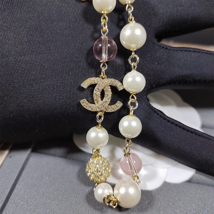 2025 Double Rhinestone Pearl Clavicle Necklace