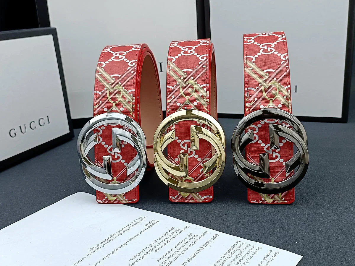 2025 3 Colors double G stripe calico belt Gender: general
