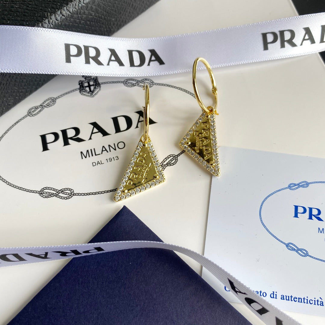 2025 Gold Triangle Diamond Earrings