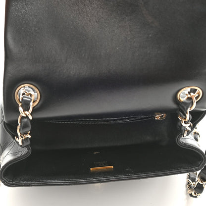 2025 Bag Lambskin Quilted Mini Square Flap Bag Black