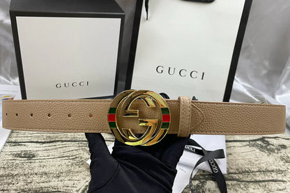2025 4 Colors double-G three-layer lychee pattern double-sided belt