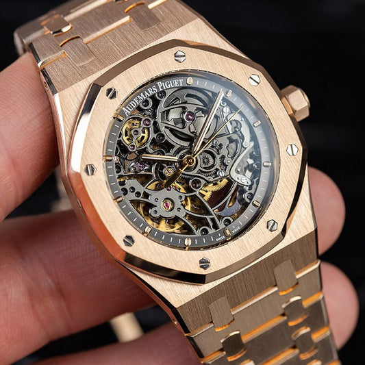 ROYAL OAK JUMBO ANNIVERSARY 40TH OPENWORKED EXTRA-THIN ROSE GOLD WATCH