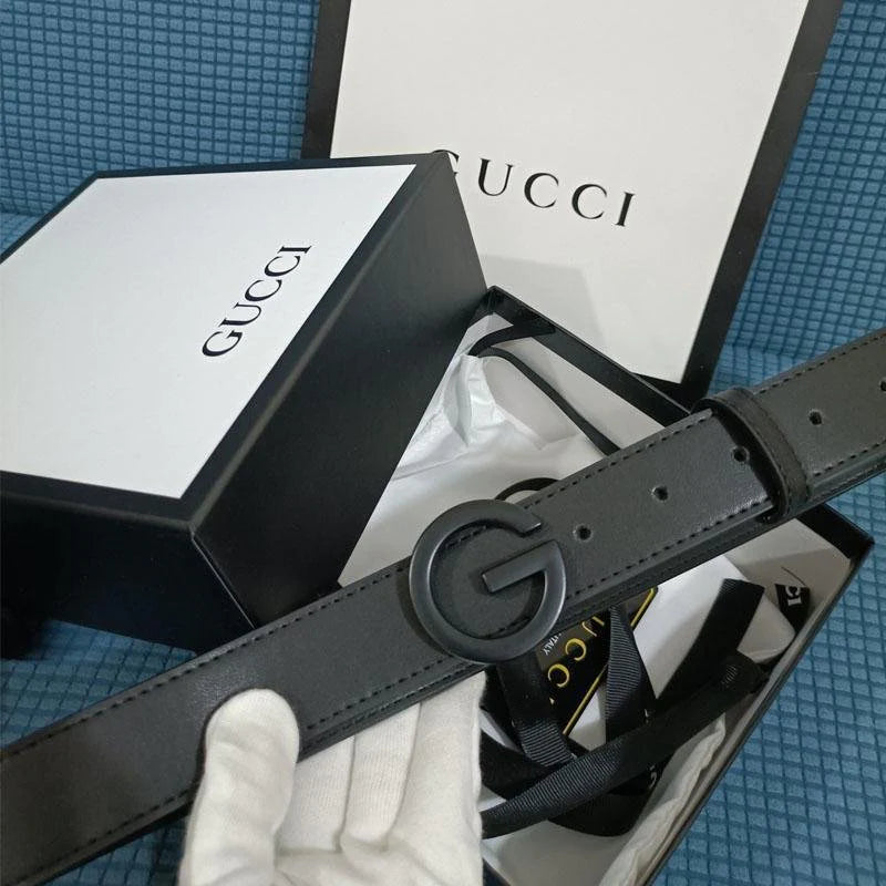 2025 3 Colors  Single G Black Leather Belt