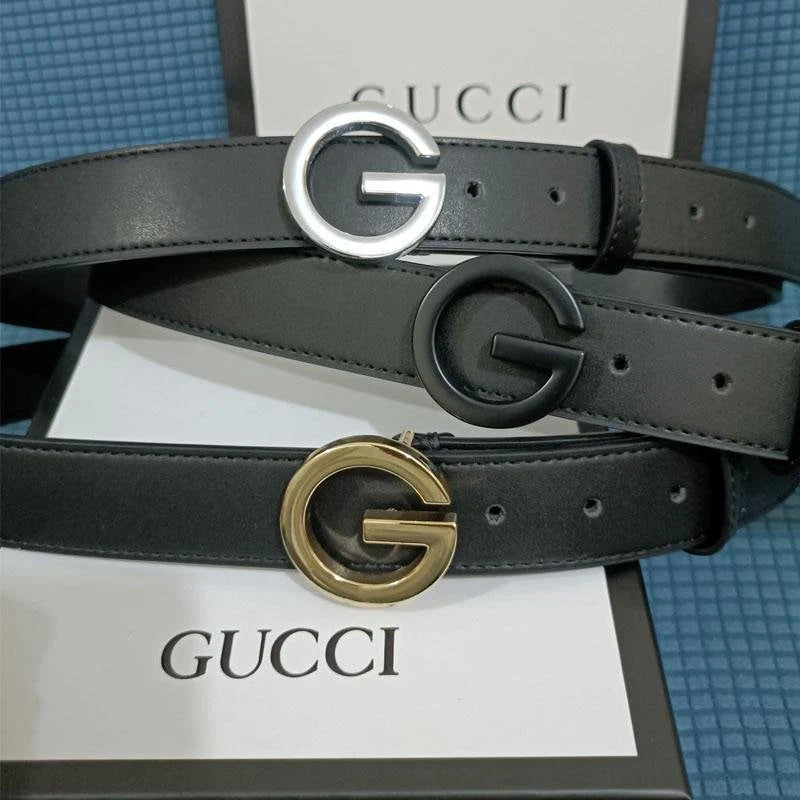 2025 3 Colors  Single G Black Leather Belt