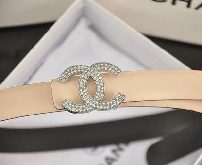 2025 6 color  double C pearl rhinestone belt