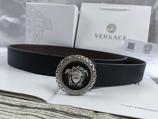 2025 4 Colors Trendy Round Buckle Leather Belt