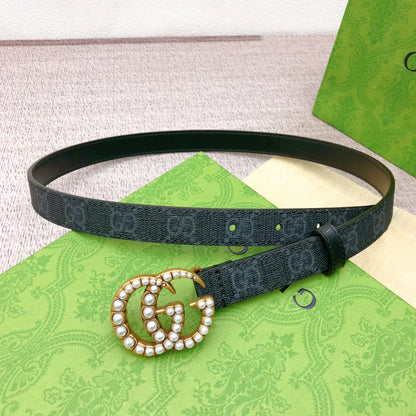2025 Belt lined with top layer calfskin. With original single pearl buckle head, width 2.0