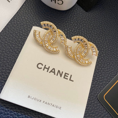 2025 Double Crystal Diamond Earrings