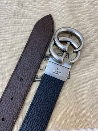 2025 Double-sided imported top-layer cowhide lychee pattern belt, black and coffee, width 3.0