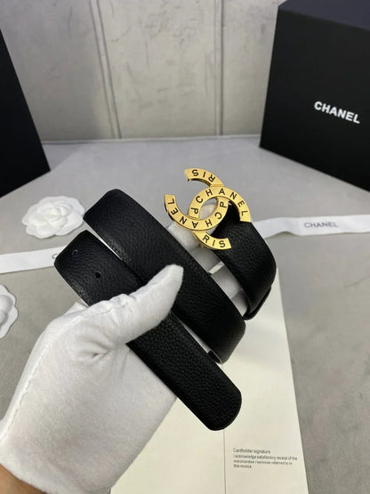 2025 Pebbled cowhide leather belt with diamond steel buckle 3cm