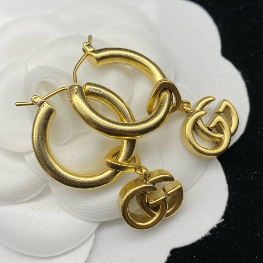 2025 Double G Drop Hoop Earrings