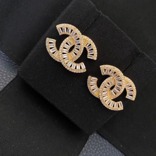 2025 Double Crystal Diamond Earrings