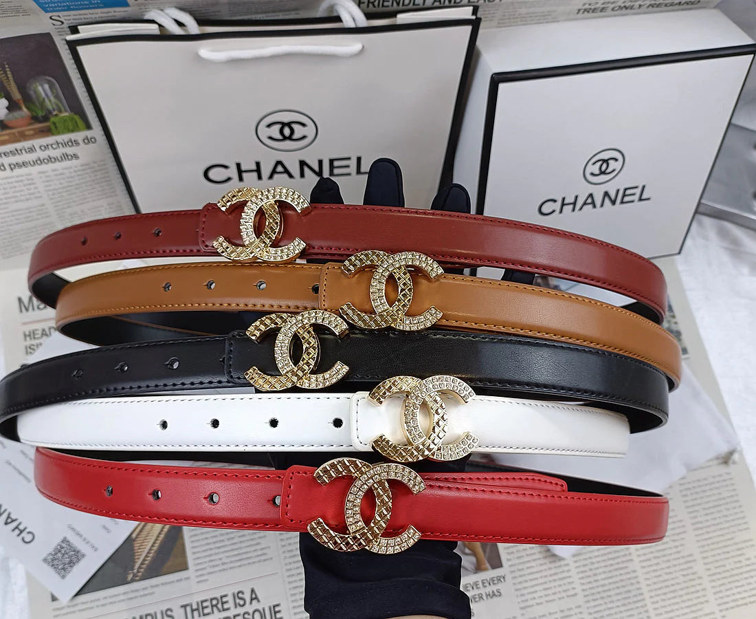 2025 5 Colors  Double C Rhinestone Belt