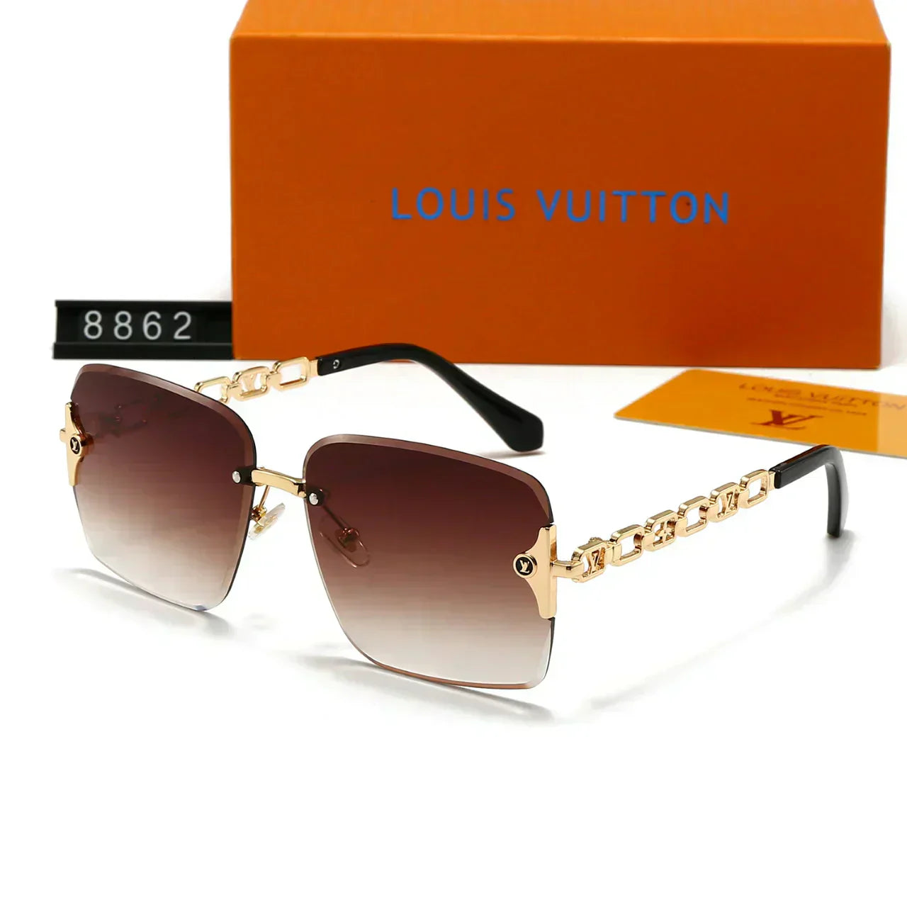 2025 Frameless metal large frame sunglasses