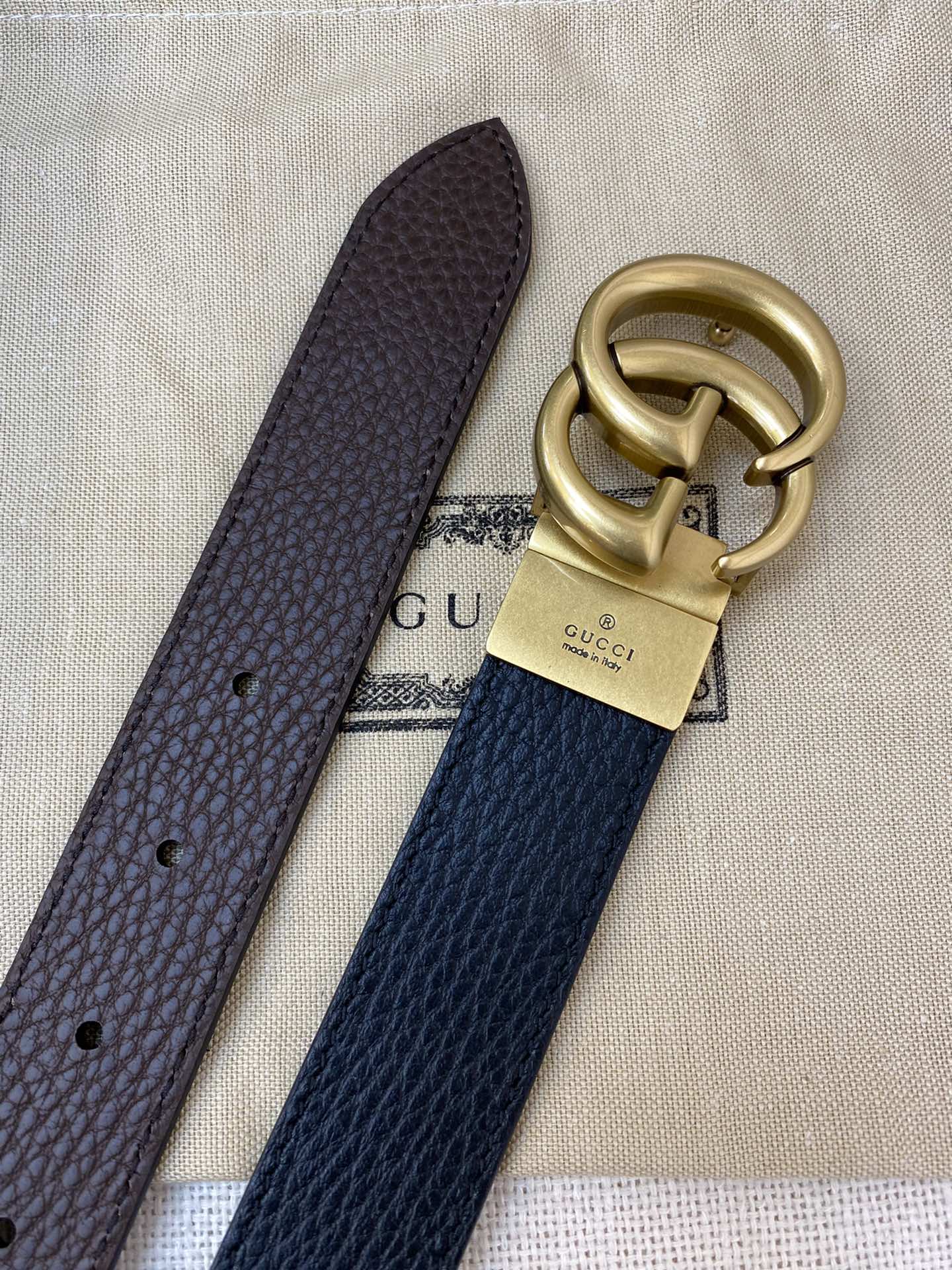 2025 Double-sided imported top-layer cowhide lychee pattern belt, black and coffee, width 3.0