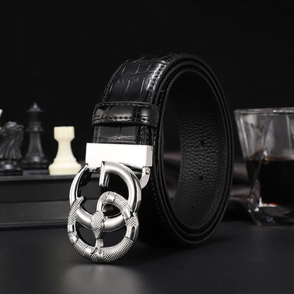 2025 3 Colors  printed letter leather belt