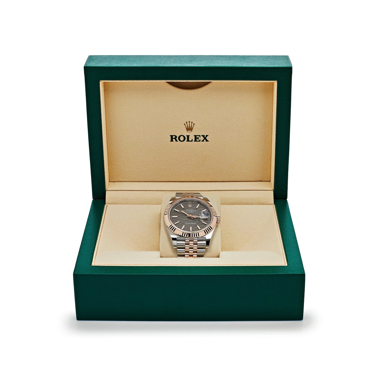 2025 Watch Datejust 126331 Rose Gold Stainless Steel Rhodium Slate Fluted Motif Dial Jubilee (2023)