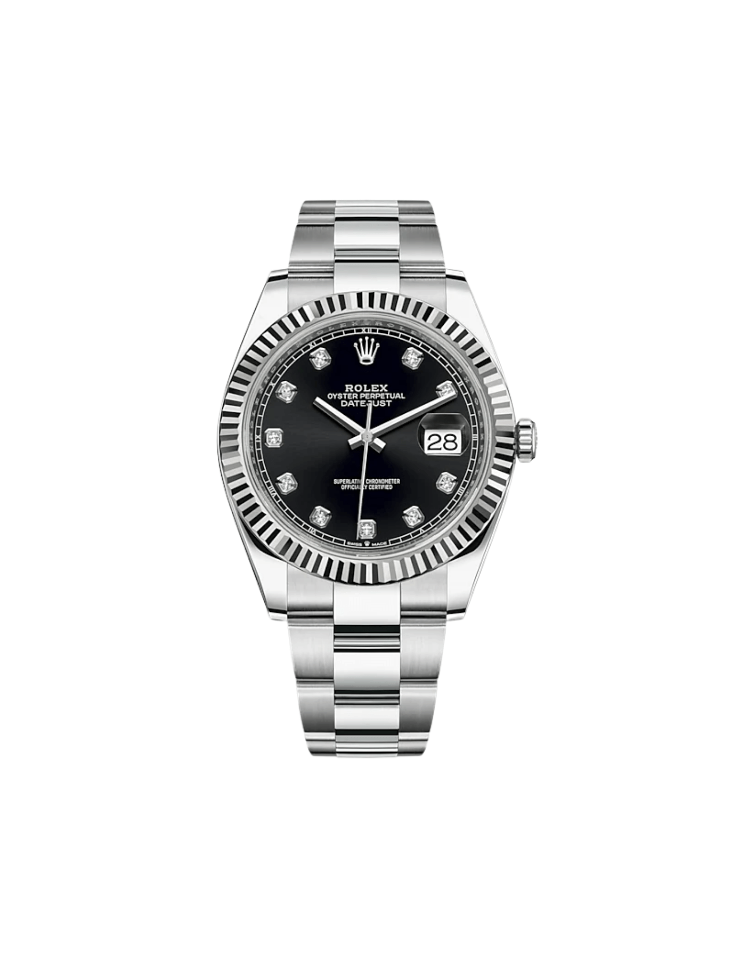 2025 Watch Datejust 126334 Stainless Steel Black Diamond Dial Oyster