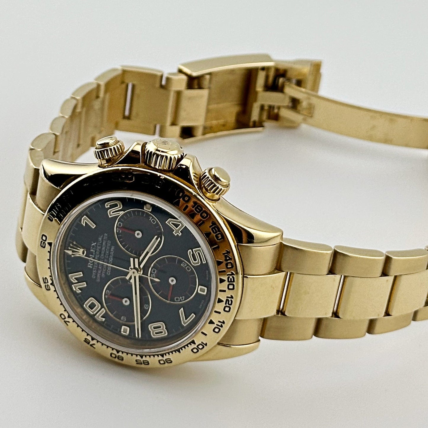 2025 Watch Daytona 116508 Yellow Gold Blue Racing Arabic Dial