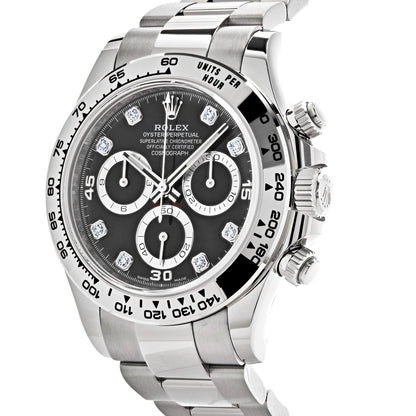 2025 Watch Daytona 116509 White Gold Black Diamond Dial