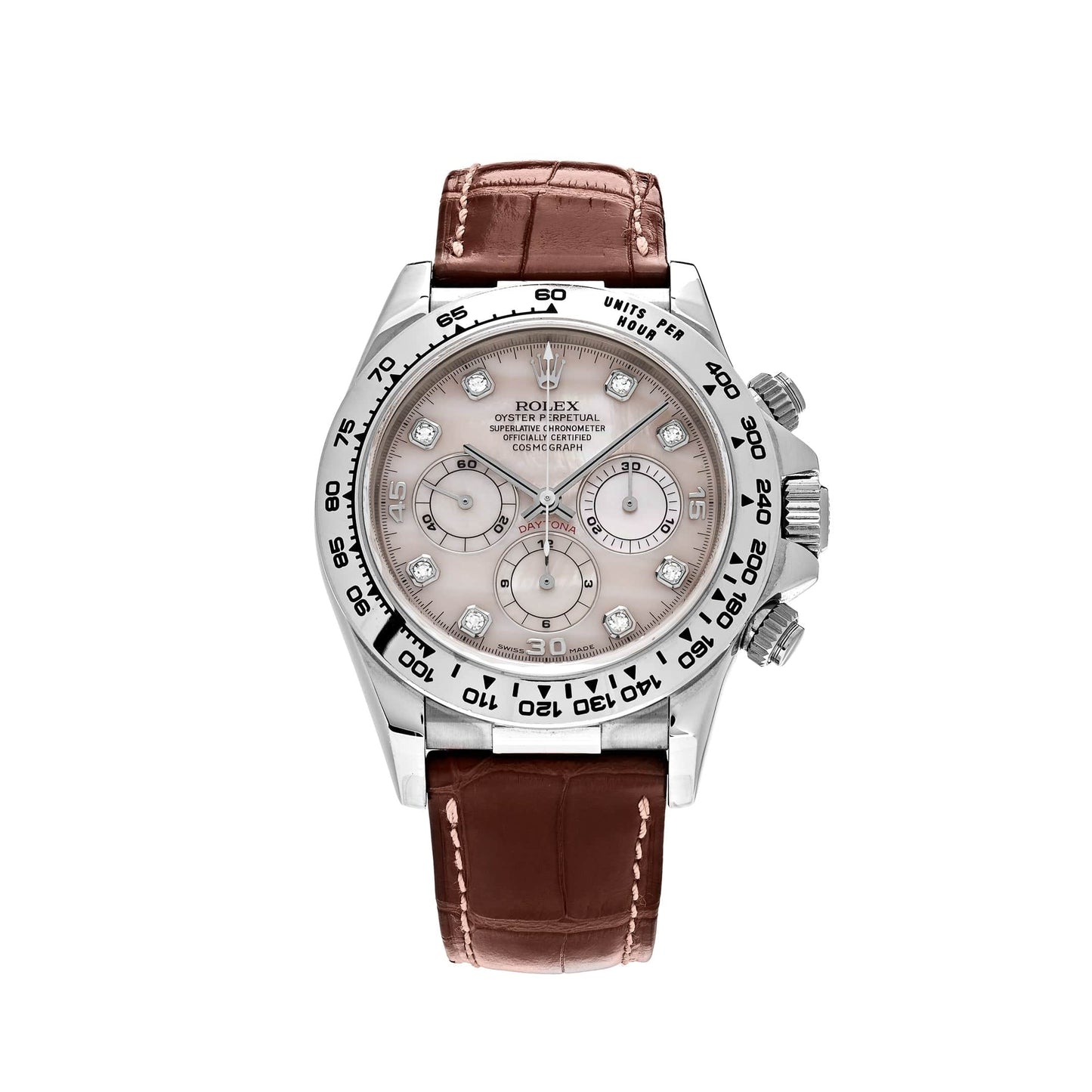 2025 Watch Daytona 116519 White Gold Rose Mother of Pearl Diamond Dial