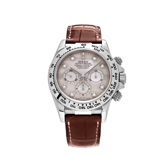 2025 Watch Daytona 116519 White Gold Rose Mother of Pearl Diamond Dial