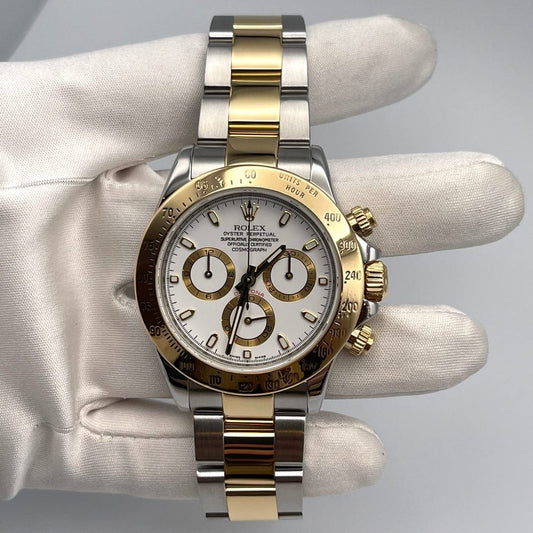 2025 Watch Daytona 116523 Stainless Steel Yellow Gold White Dial