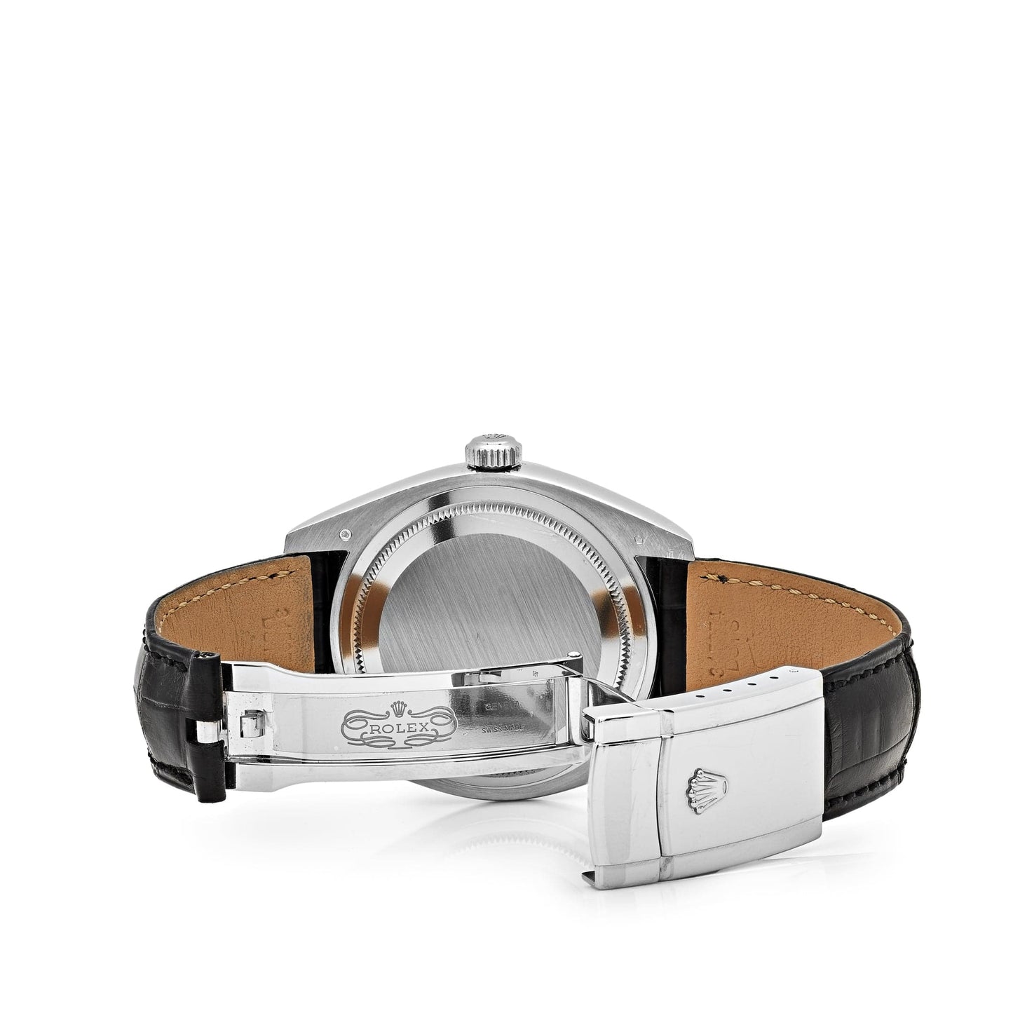 2025 Watch Sky-Dweller 326139 White Gold Black Dial Leather Strap