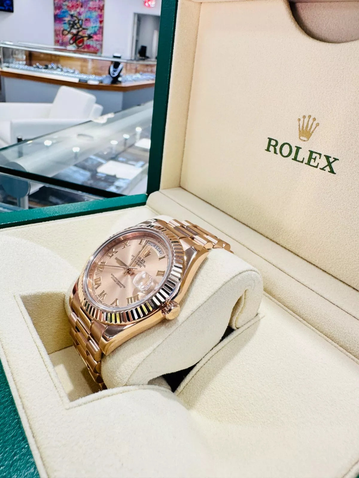 President Day-Date II 41mm 218235 18K Gold Roman Numeral Dial Brand New watch